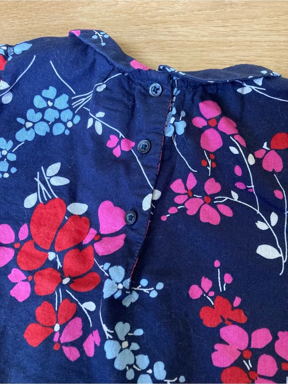 GAP Navy Top with Pink and Red Floral Accents 18-24mo